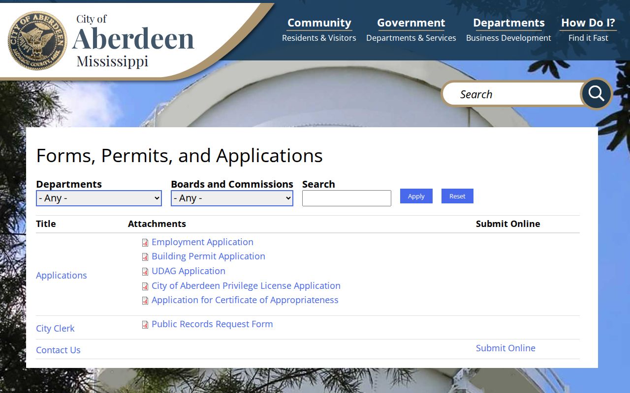 Aberdeen court docket public-records request forms entry point