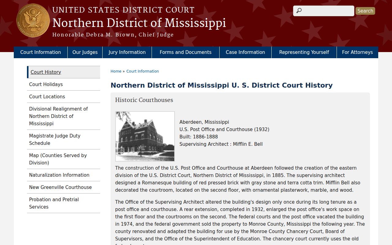 Aberdeen court docket federal courthouse history context