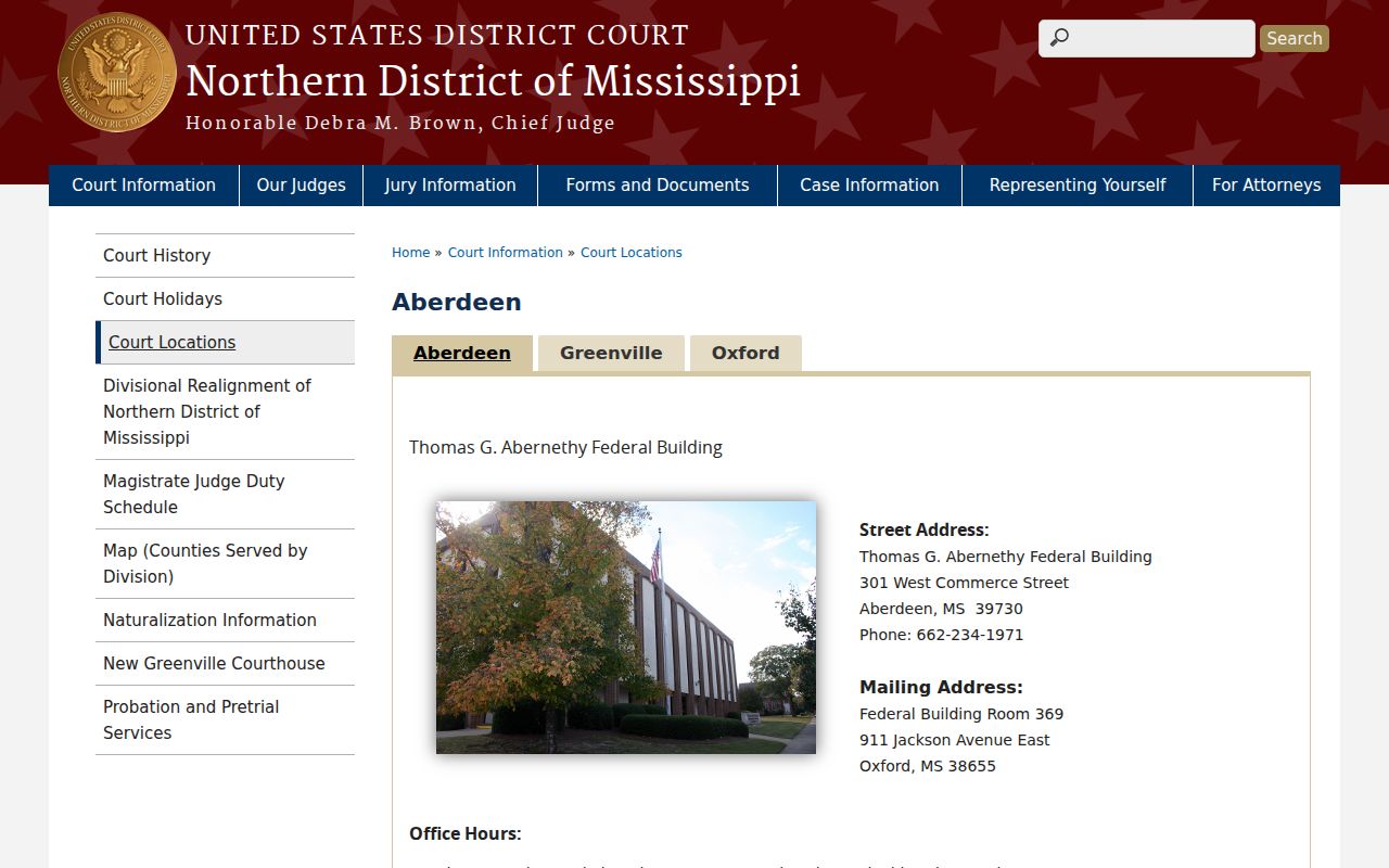 Aberdeen court docket federal office location context