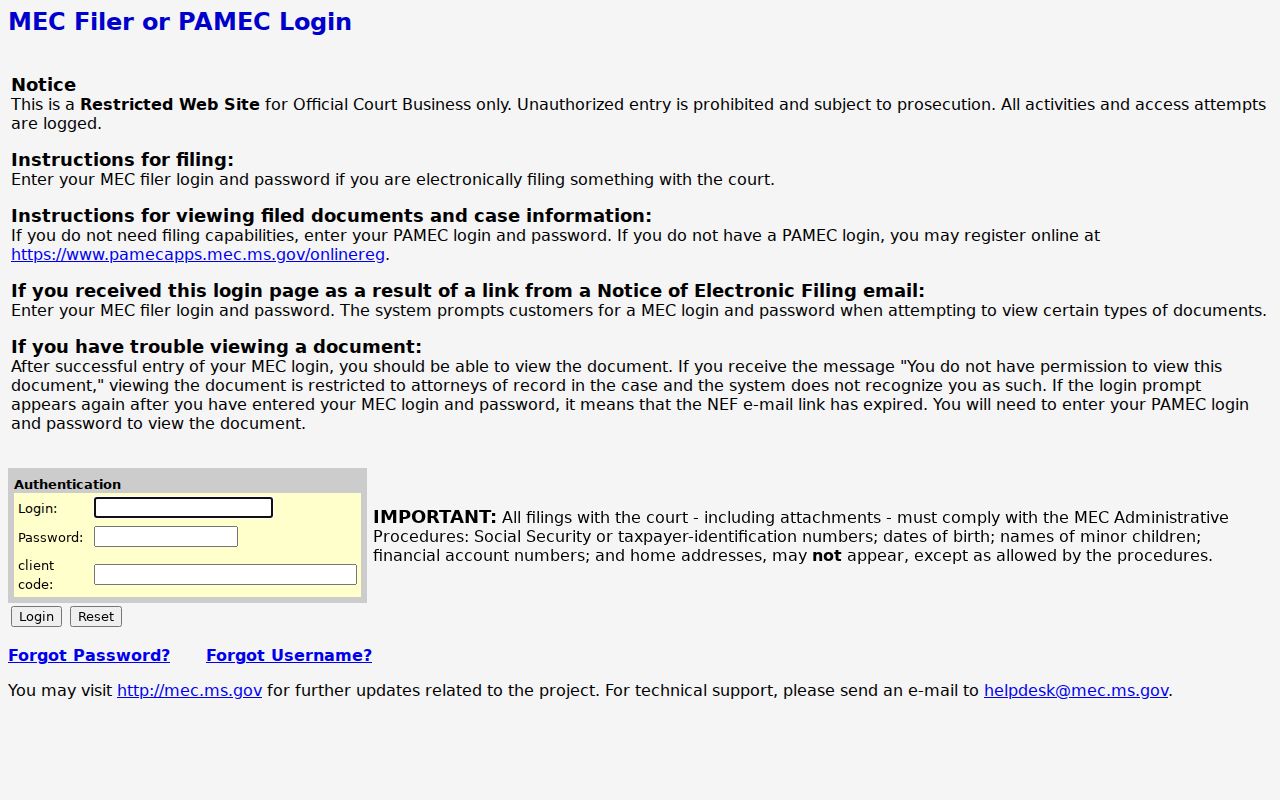 Monroe County criminal docket MEC access and redaction notice