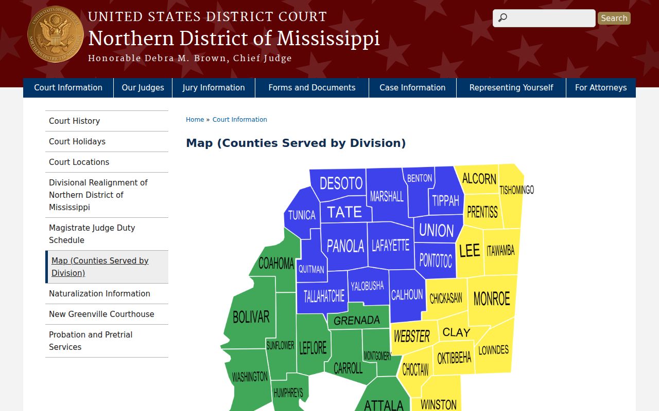 Monroe County court docket federal Aberdeen Division map image