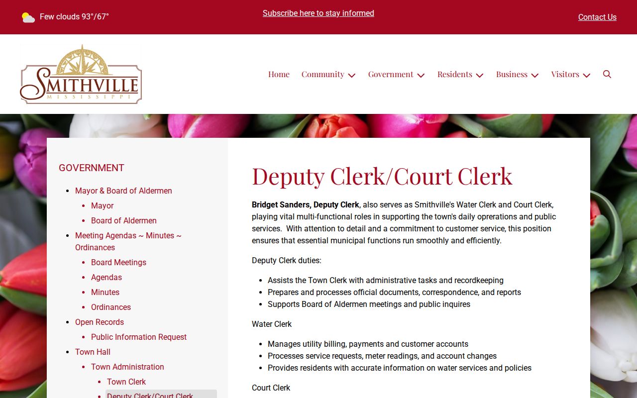 Smithville court docket deputy and court clerk record maintenance page