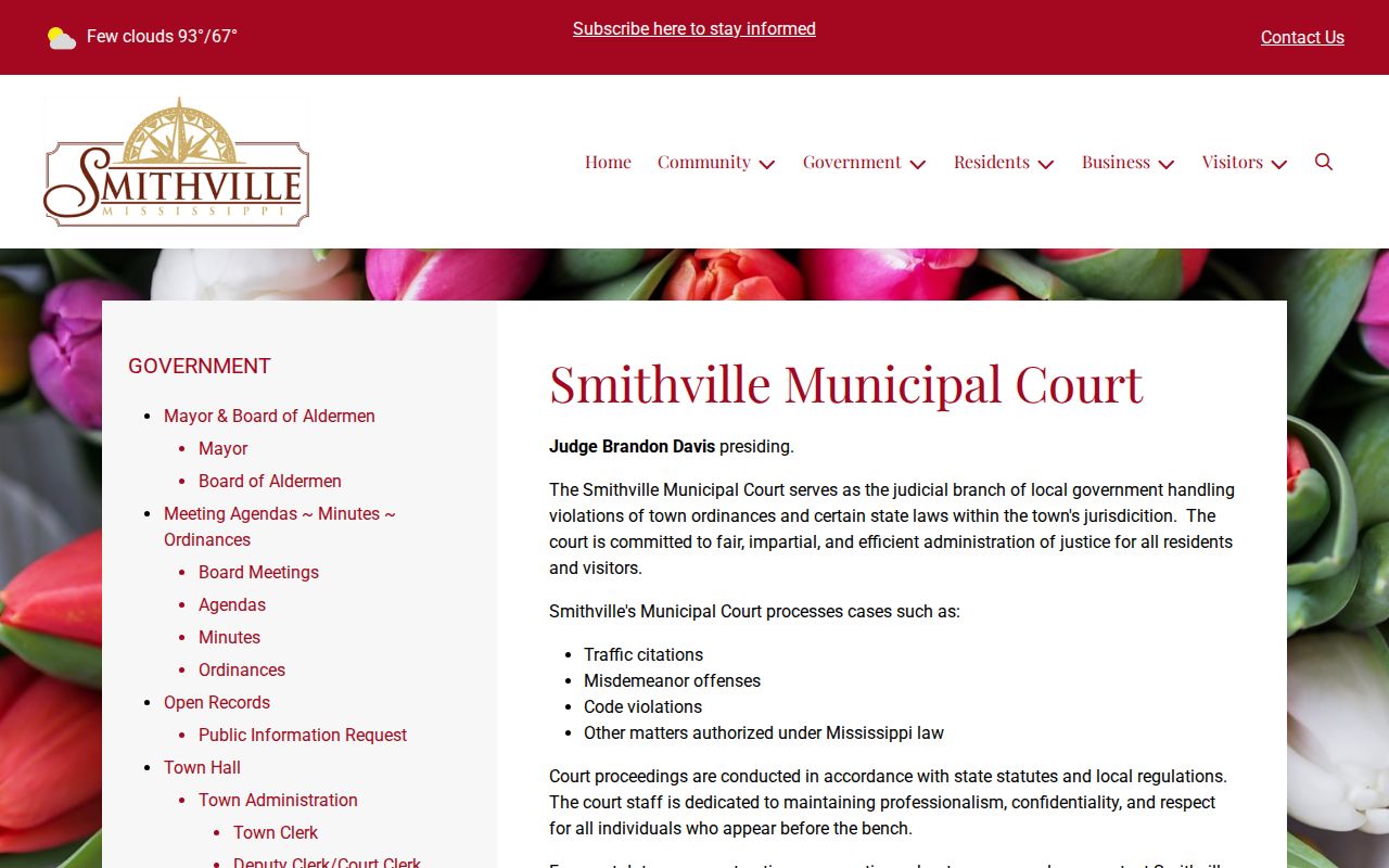Smithville court docket municipal court function page